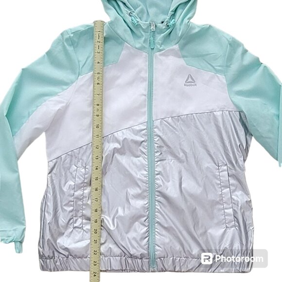 Reebok Mint Metallic Hooded Polar Fleece Lined Track Jacket Windbreaker NEW - Picture 10 of 15